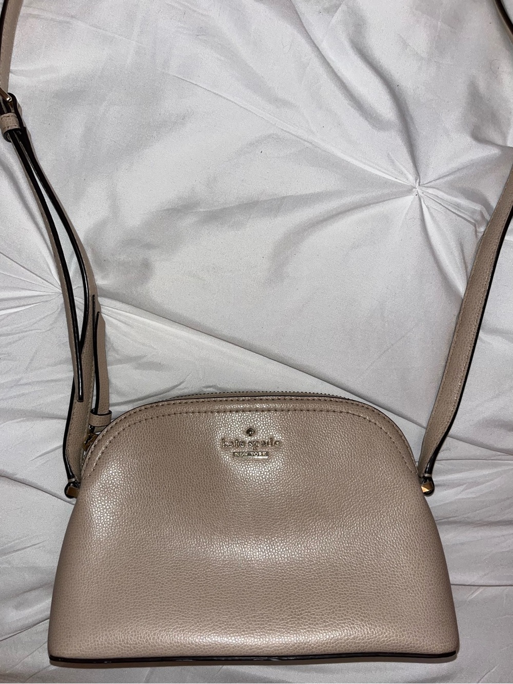 kate spade Pebbled Leather Dome Crossbody Bag/Purse - Beige/Tan/Taupe